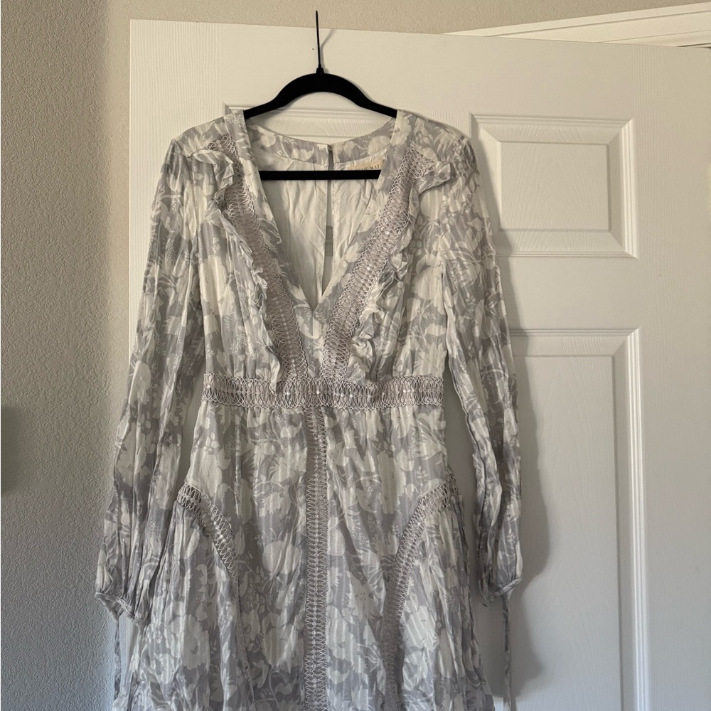 Stevie May Gray Floral Long Sleeve Dress